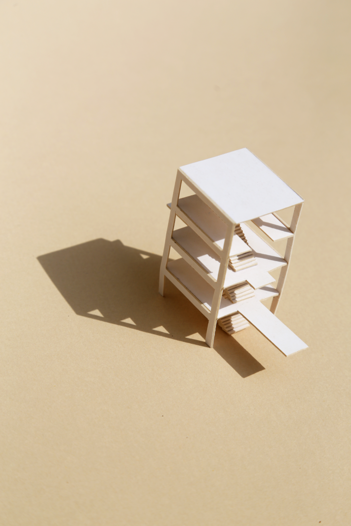 Escaliers 1 // White Building - GLITCHS (série de 8 maquettes), du projet RUINES
