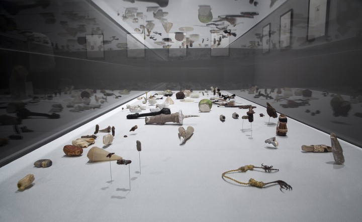 From Afar It Is an Island (vitrine avec 107 objets)